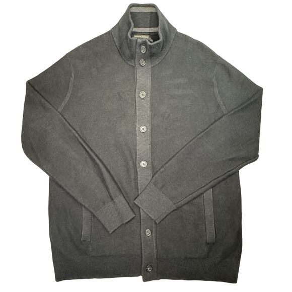 Banana Republic Other - Banana Republic Cardigan Sweater Mens Sz XL Cotton Slub Black Pockets Mock Neck